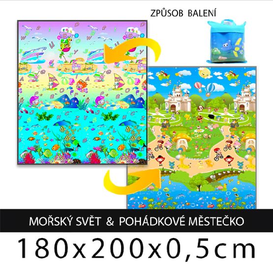 Detský penový koberec - morský svet + rozprávkové mestečko