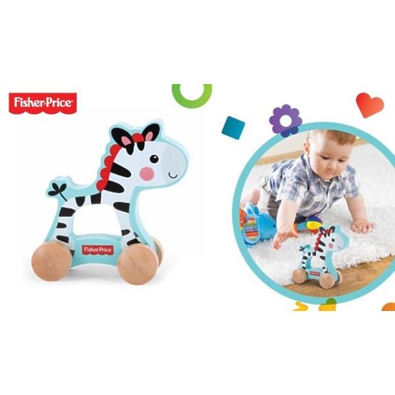 Fisher Price - drevená zebrička na kolieskach