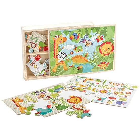 Fisher Price Drevené puzzle 3 v 1