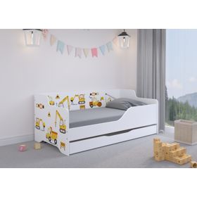 Detská posteľ so zadom LILU 160 x 80 cm - Stavenisko, Wooden Toys